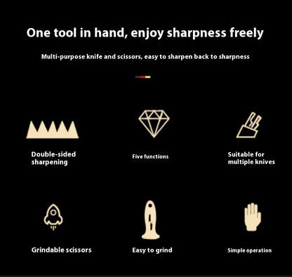 Three-Stage Ceramic Diamond Knife Sharpener - Handheld Kitchen Tool - ZOOMNSTORE