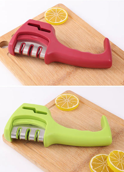 Three-Stage Ceramic Diamond Knife Sharpener - Handheld Kitchen Tool - ZOOMNSTORE
