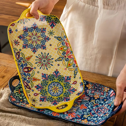 Bohemian Ceramic Fish Dish with Handle - 128-Inch Rectangular Tray Microwave  Oven Safe - ZOOMNSTORE