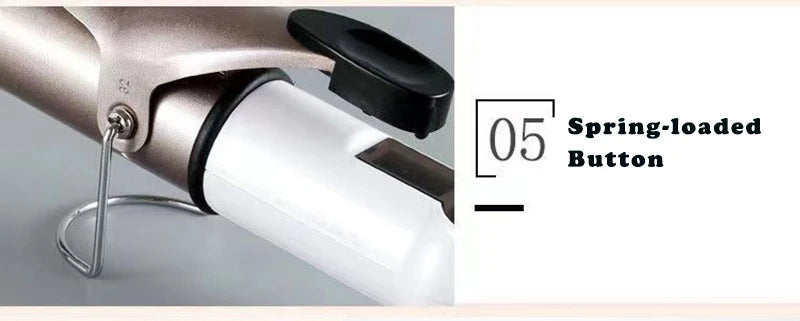 Ceramic Hair Curler - Electric Curling Iron With LCD Temperature Display & Tourmaline Barrel - ZOOMNSTORE