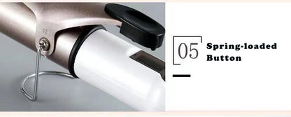 Ceramic Hair Curler - Electric Curling Iron With LCD Temperature Display & Tourmaline Barrel - ZOOMNSTORE