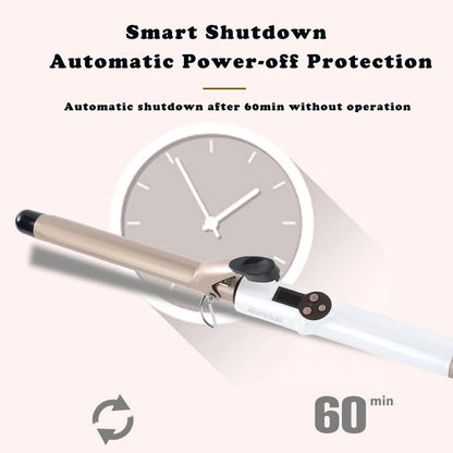 Ceramic Hair Curler - Electric Curling Iron With LCD Temperature Display & Tourmaline Barrel - ZOOMNSTORE