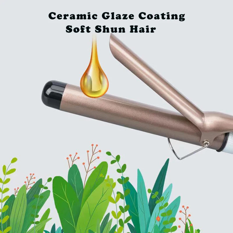 Ceramic Hair Curler - Electric Curling Iron With LCD Temperature Display & Tourmaline Barrel - ZOOMNSTORE