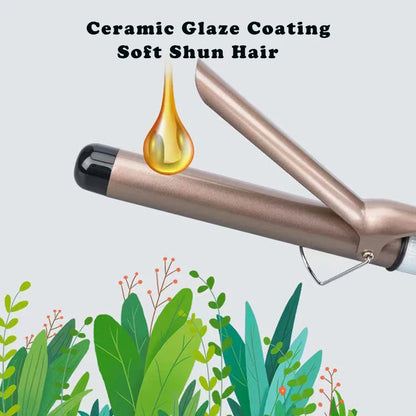 Ceramic Hair Curler - Electric Curling Iron With LCD Temperature Display & Tourmaline Barrel - ZOOMNSTORE