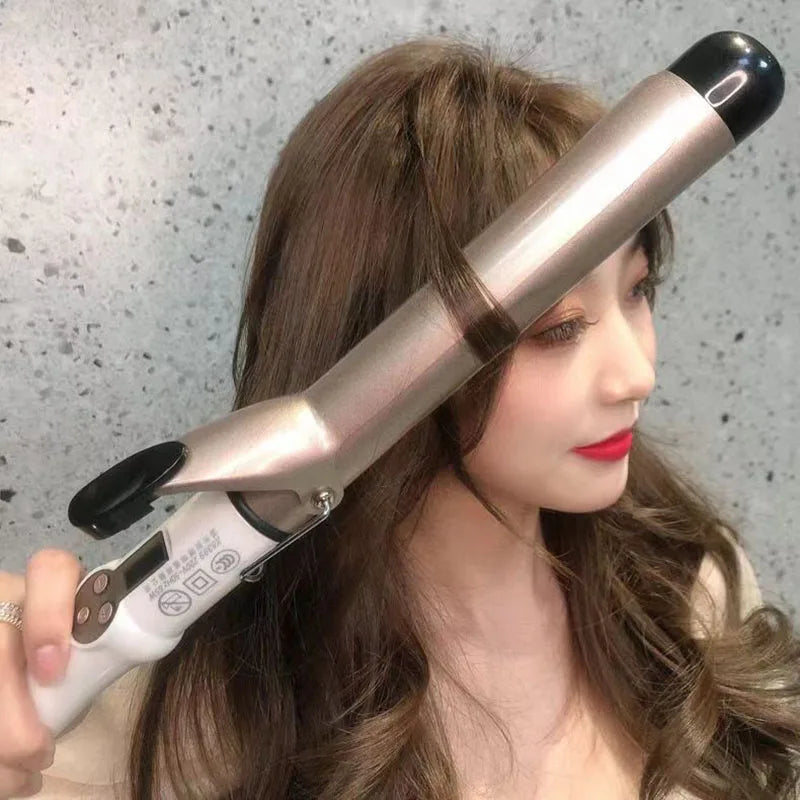 Ceramic Hair Curler - Electric Curling Iron With LCD Temperature Display & Tourmaline Barrel - ZOOMNSTORE