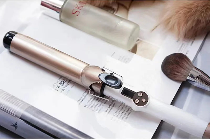 Ceramic Hair Curler - Electric Curling Iron With LCD Temperature Display & Tourmaline Barrel - ZOOMNSTORE