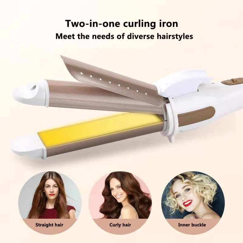 Ceramic Hair Curler - Electric Curling Iron With LCD Temperature Display & Tourmaline Barrel - ZOOMNSTORE