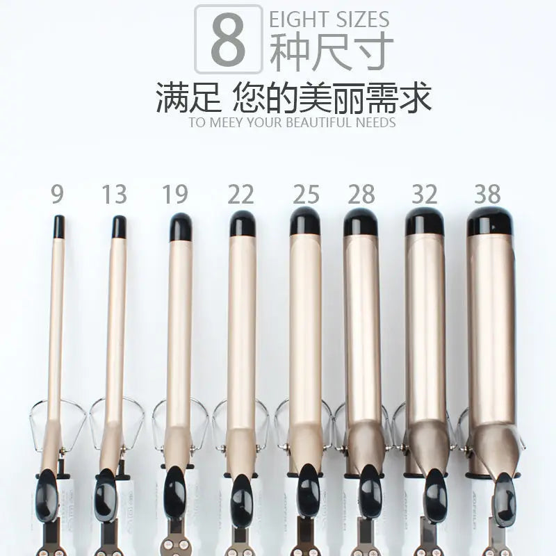 Ceramic Hair Curler - Professional 9mm to 38mm LCD Curling Iron Wand with Tourmaline Barrel - ZOOMNSTORE