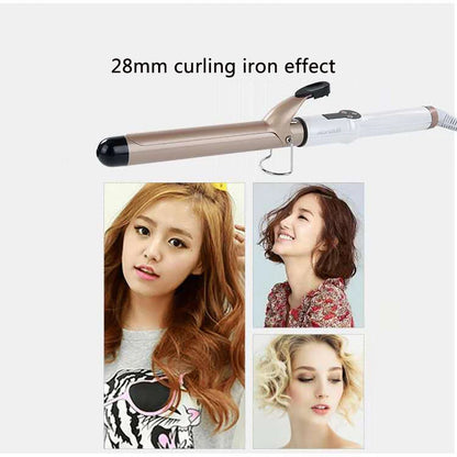 Ceramic Hair Curler - Professional 9mm to 38mm LCD Curling Iron Wand with Tourmaline Barrel - ZOOMNSTORE
