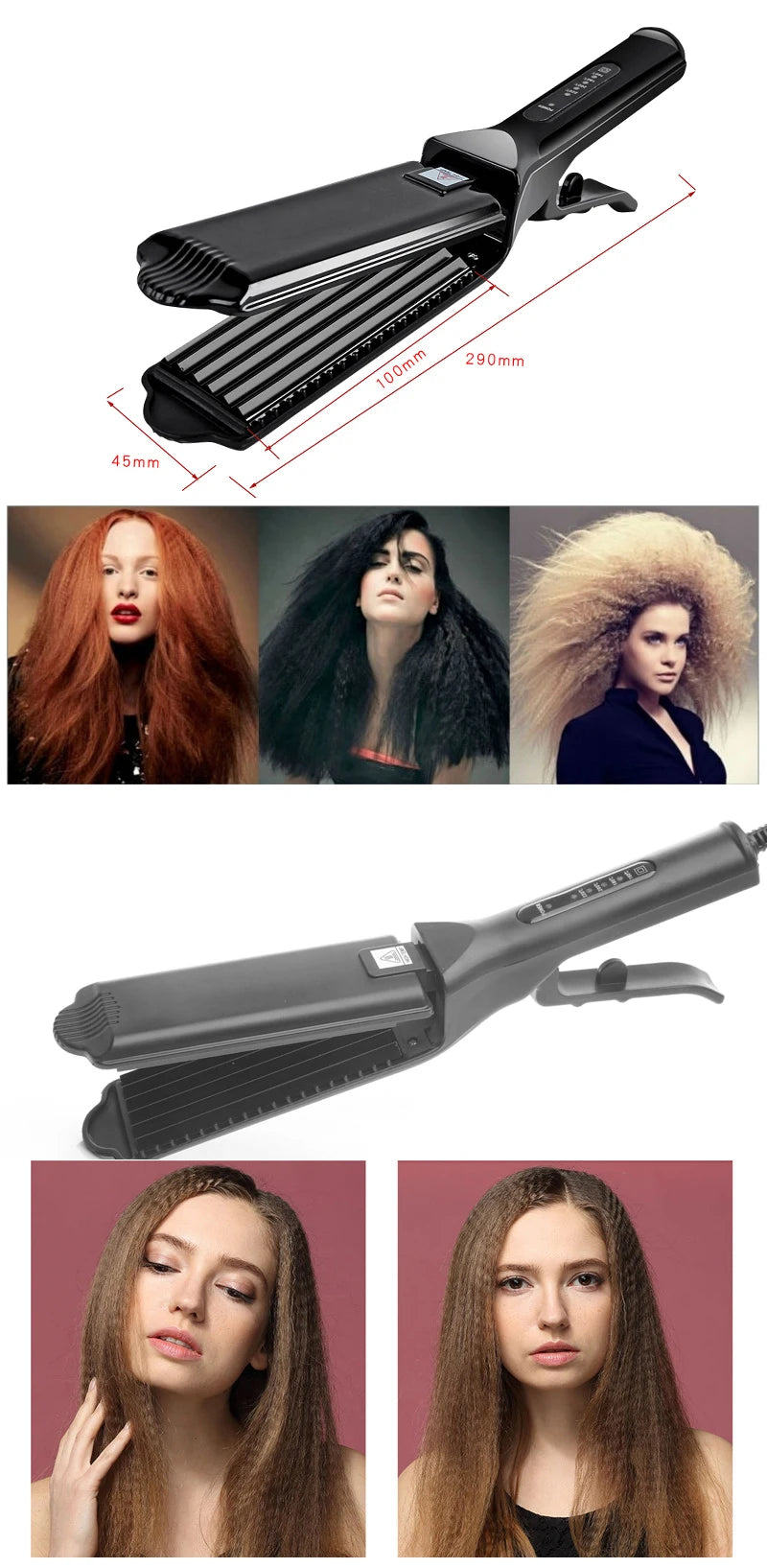 Ceramic Hair Curler - Tourmaline Ceramic Iron Wave Hair Curler With Digital Temperature - ZOOMNSTORE