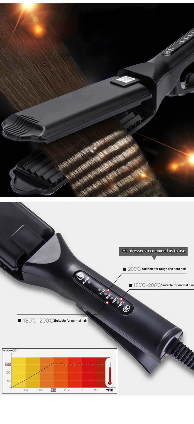 Ceramic Hair Curler - Tourmaline Ceramic Iron Wave Hair Curler With Digital Temperature - ZOOMNSTORE