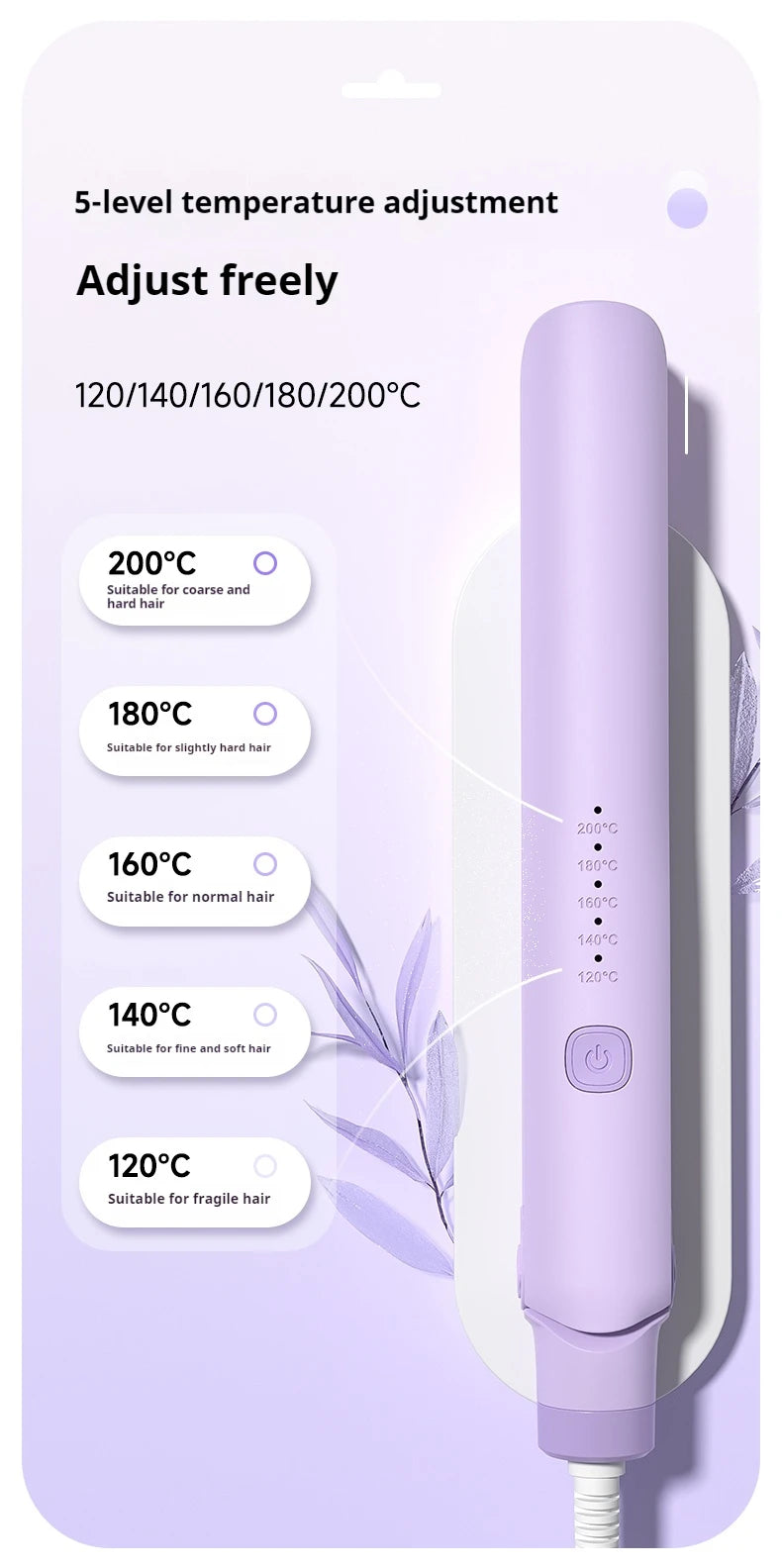 Ceramic Hair Straightener – Ionic Flat Iron With Titanium Plates | Fast Heating, Adjustable Temperature - ZOOMNSTORE