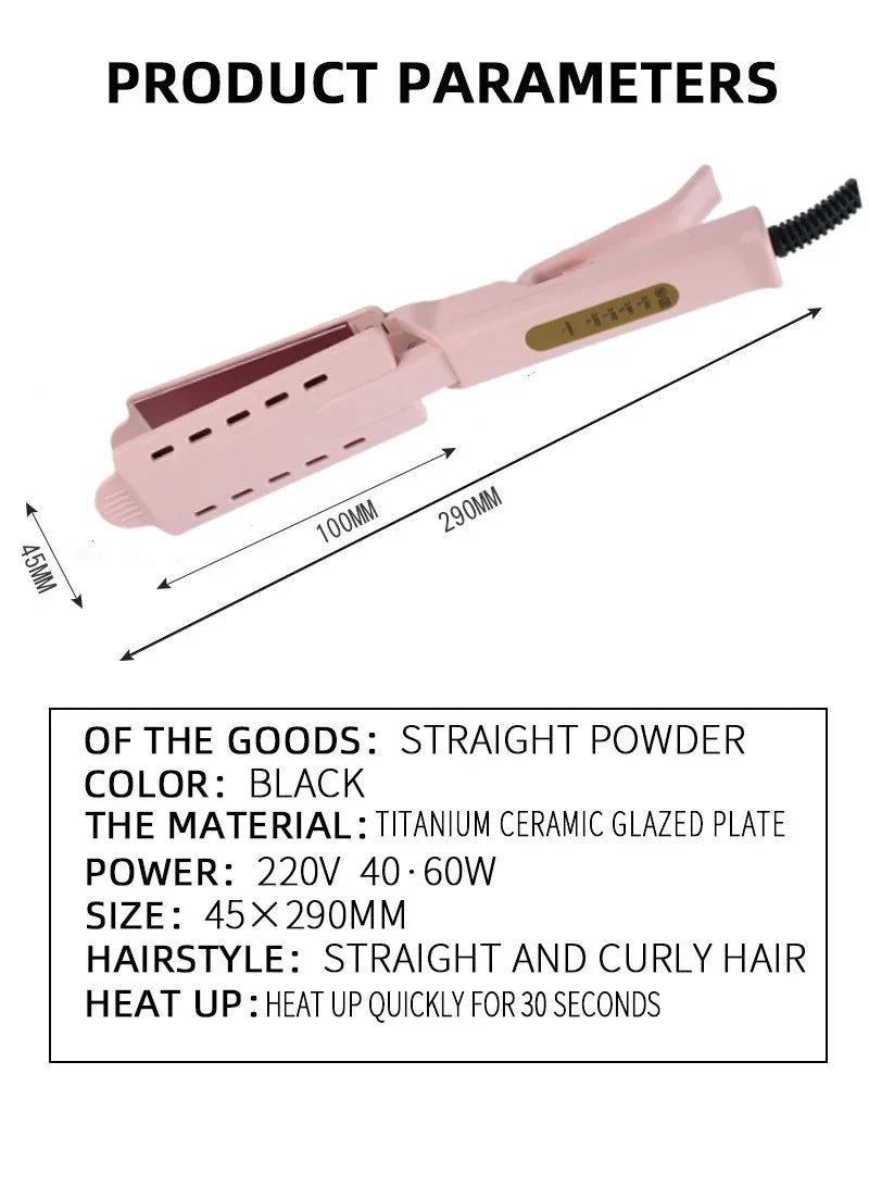 Ceramic Hair Straightener | Temperature Adjustable Flat Iron For Wet Dry Hair With Widen Panel - ZOOMNSTORE
