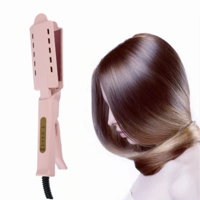 Ceramic Hair Straightener | Temperature Adjustable Flat Iron For Wet Dry Hair With Widen Panel - ZOOMNSTORE