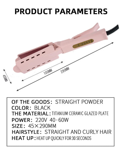 Ceramic Hair Straightener | Temperature Adjustable Flat Iron For Wet Dry Hair With Widen Panel - ZOOMNSTORE