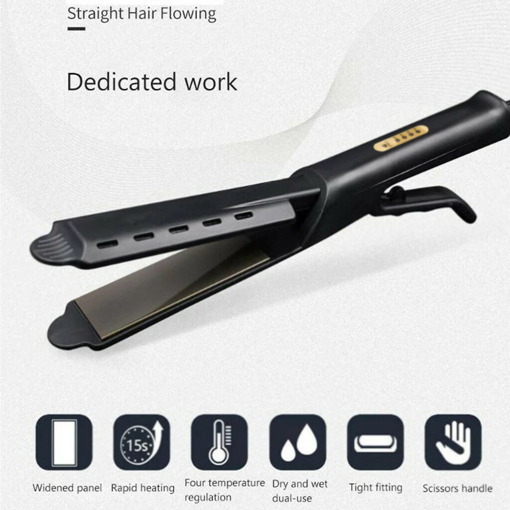Ceramic Hair Straightener | Temperature Adjustable Flat Iron With Widen Panel For Women | Anti Scald Hair Iron - ZOOMNSTORE