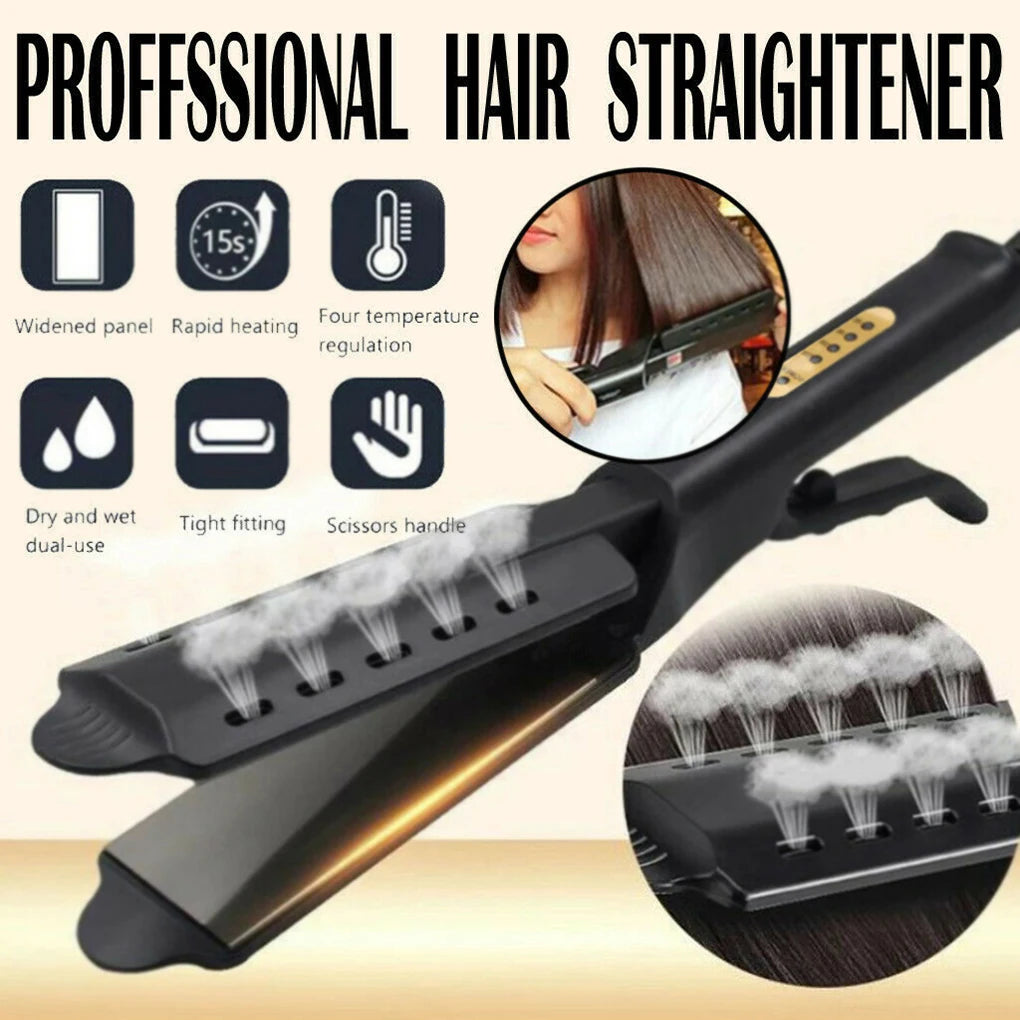 Ceramic Hair Straightener | Temperature Adjustable Flat Iron With Widen Panel For Women | Anti Scald Hair Iron - ZOOMNSTORE