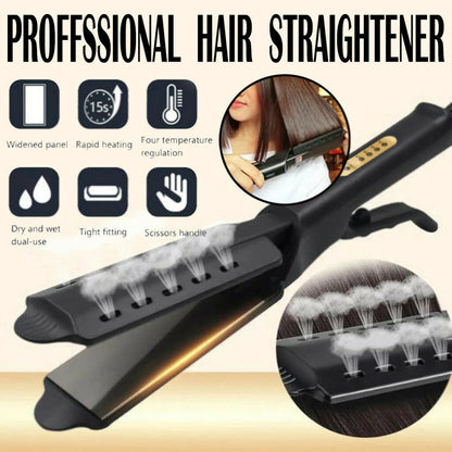 Ceramic Hair Straightener | Temperature Adjustable Flat Iron With Widen Panel For Women | Anti Scald Hair Iron - ZOOMNSTORE