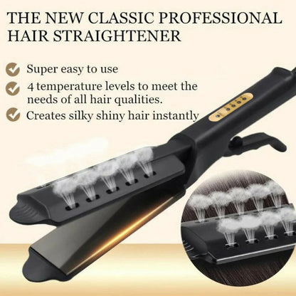 Ceramic Hair Straightener | Temperature Adjustable Flat Iron With Widen Panel For Women | Anti Scald Hair Iron - ZOOMNSTORE