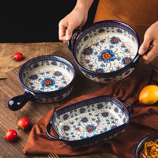 Ceramic Noodle Bowl and Bread Pan - Cooking Accessories and Bakeware Tray - ZOOMNSTORE