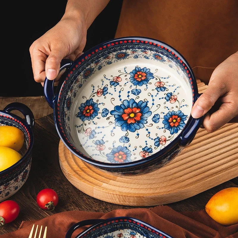 Ceramic Noodle Bowl and Bread Pan - Cooking Accessories and Bakeware Tray - ZOOMNSTORE