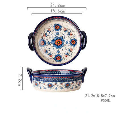 Ceramic Noodle Bowl and Bread Pan - Cooking Accessories and Bakeware Tray - ZOOMNSTORE