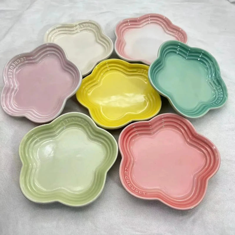 Ceramic Plum Blossom Sauce Plates - 55 Inch Dessert Dishes French Cool Color Tableware - ZOOMNSTORE