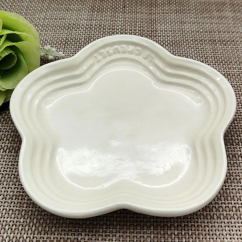 Ceramic Plum Blossom Sauce Plates - 55 Inch Dessert Dishes French Cool Color Tableware - ZOOMNSTORE
