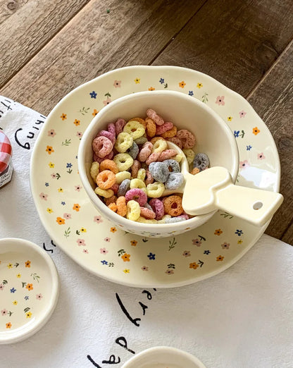 Korean Ceramic Bowl - Floral Design Rice and Salad Dish - ZOOMNSTORE