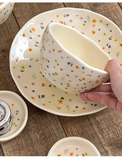 Korean Ceramic Bowl - Floral Design Rice and Salad Dish - ZOOMNSTORE