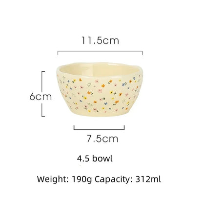 Korean Ceramic Bowl - Floral Design Rice and Salad Dish - ZOOMNSTORE