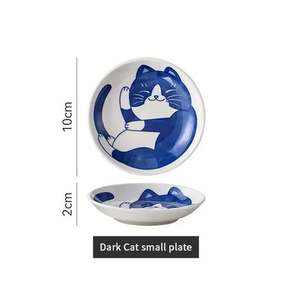 Ceramic Dessert Sauce Dish - Cute Cartoon Lucky Cat Pattern Plates - ZOOMNSTORE