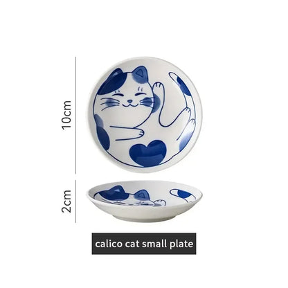 Ceramic Dessert Sauce Dish - Cute Cartoon Lucky Cat Pattern Plates - ZOOMNSTORE