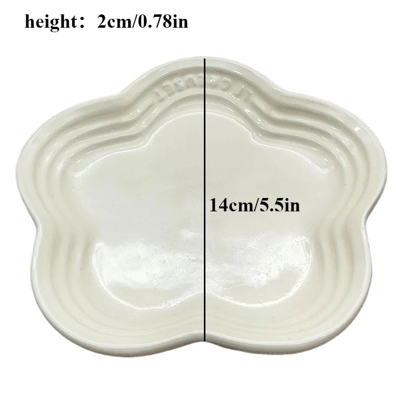 Ceramic Plum Blossom Sauce Plates - 55 Inch Dessert Dishes French Cool Color Tableware - ZOOMNSTORE