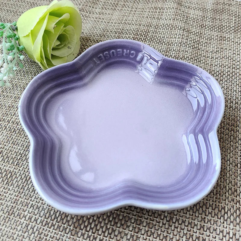 Ceramic Plum Blossom Sauce Plates - 55 Inch Dessert Dishes French Cool Color Tableware - ZOOMNSTORE