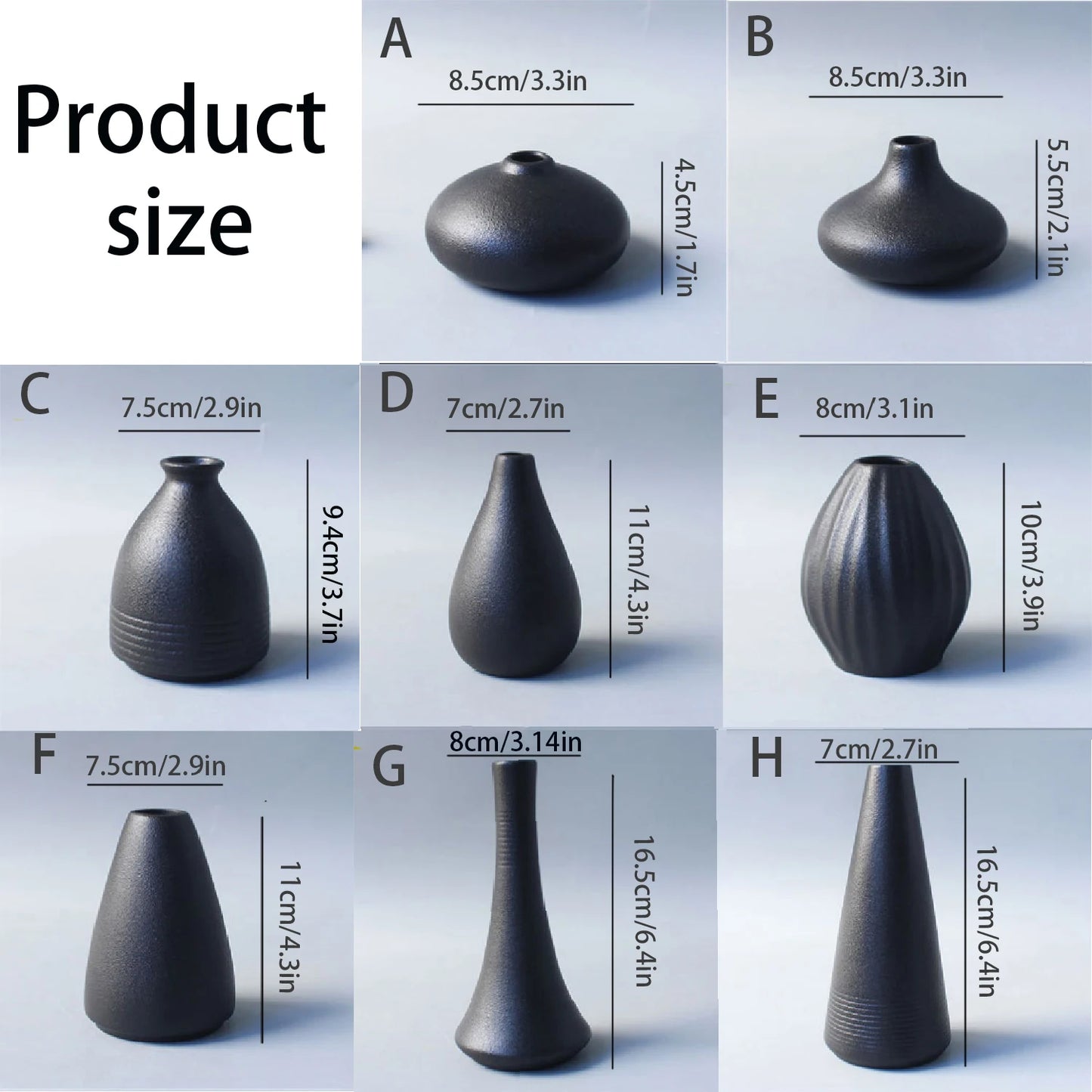 Black Ceramic Small Vase - Simple Japanese Home Decoration - ZOOMNSTORE