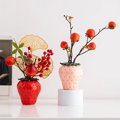 Strawberry Ceramic Vase - Floral Home Decor  Ornaments - ZOOMNSTORE