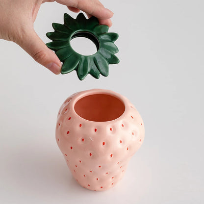 Strawberry Ceramic Vase - Floral Home Decor  Ornaments - ZOOMNSTORE