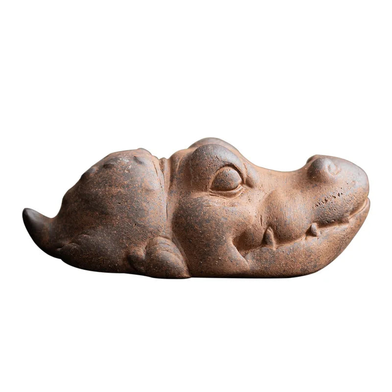 Ceramic Tea Pet Crocodile Dog Ornament - Coarse Pottery Desktop Decoration - ZOOMNSTORE