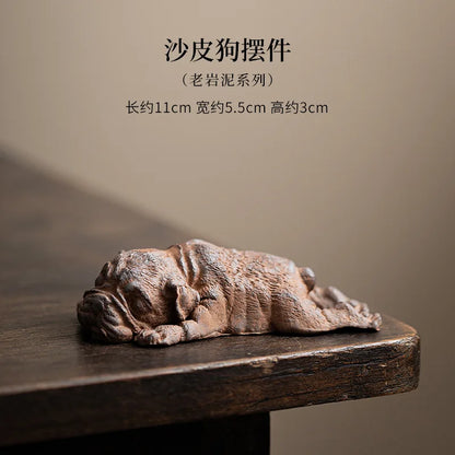 Ceramic Tea Pet Crocodile Dog Ornament - Coarse Pottery Desktop Decoration - ZOOMNSTORE