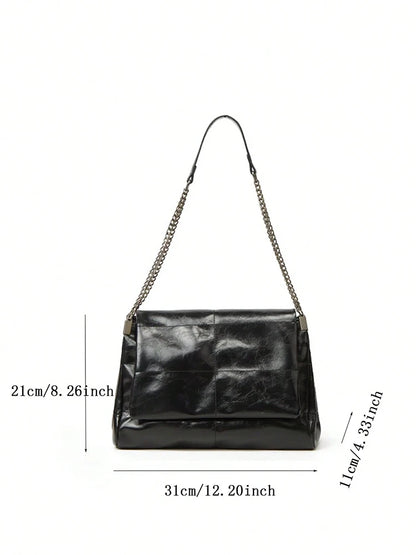 Chain Shoulder Bag - Large Capacity Women’s Daily Commuting Purse With Flip Cover - ZOOMNSTORE