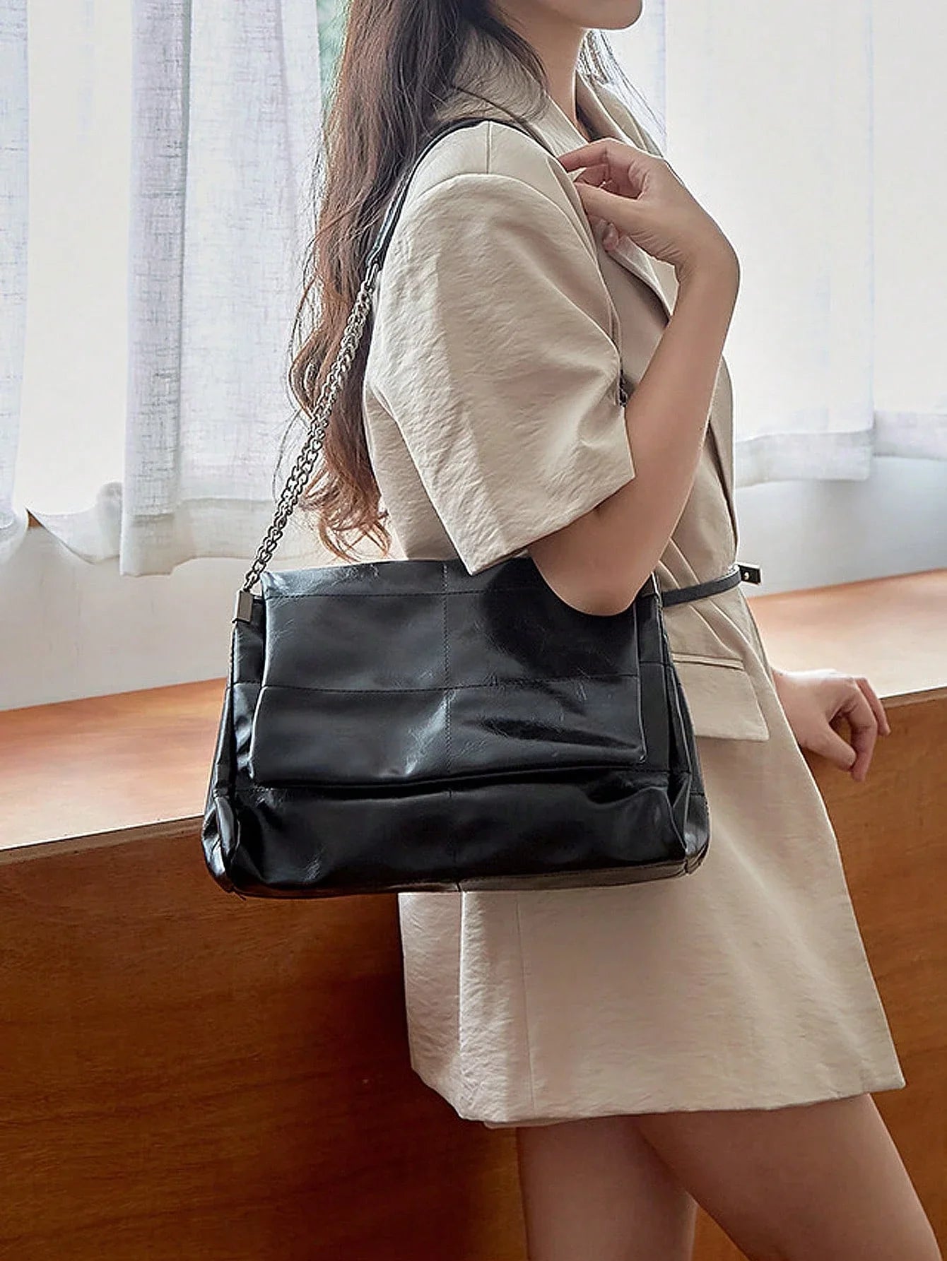 Chain Shoulder Bag - Large Capacity Women’s Daily Commuting Purse With Flip Cover - ZOOMNSTORE