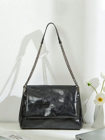 Chain Shoulder Bag - Large Capacity Women’s Daily Commuting Purse With Flip Cover - ZOOMNSTORE