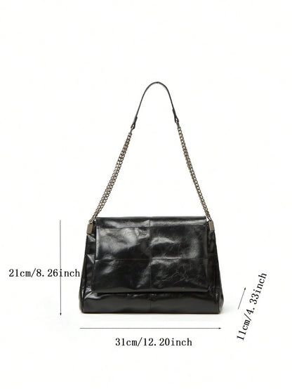 Chain Shoulder Bag - Large Capacity Women’s Daily Commuting Purse With Flip Cover - ZOOMNSTORE
