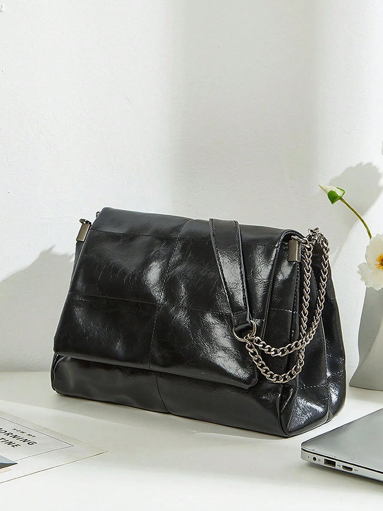 Chain Shoulder Bag - Large Capacity Women’s Daily Commuting Purse With Flip Cover - ZOOMNSTORE