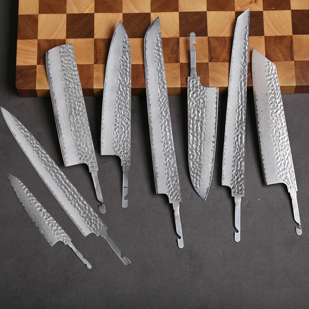 Damascus Steel VG10 Chef Knife Blank - Hand Forged Kitchen Knife Making Tool - ZOOMNSTORE