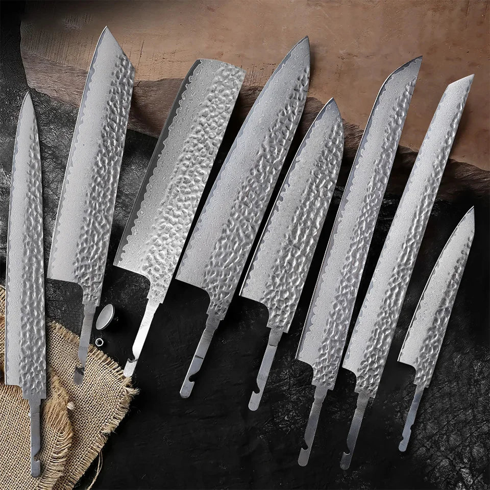 Damascus Steel VG10 Chef Knife Blank - Hand Forged Kitchen Knife Making Tool - ZOOMNSTORE