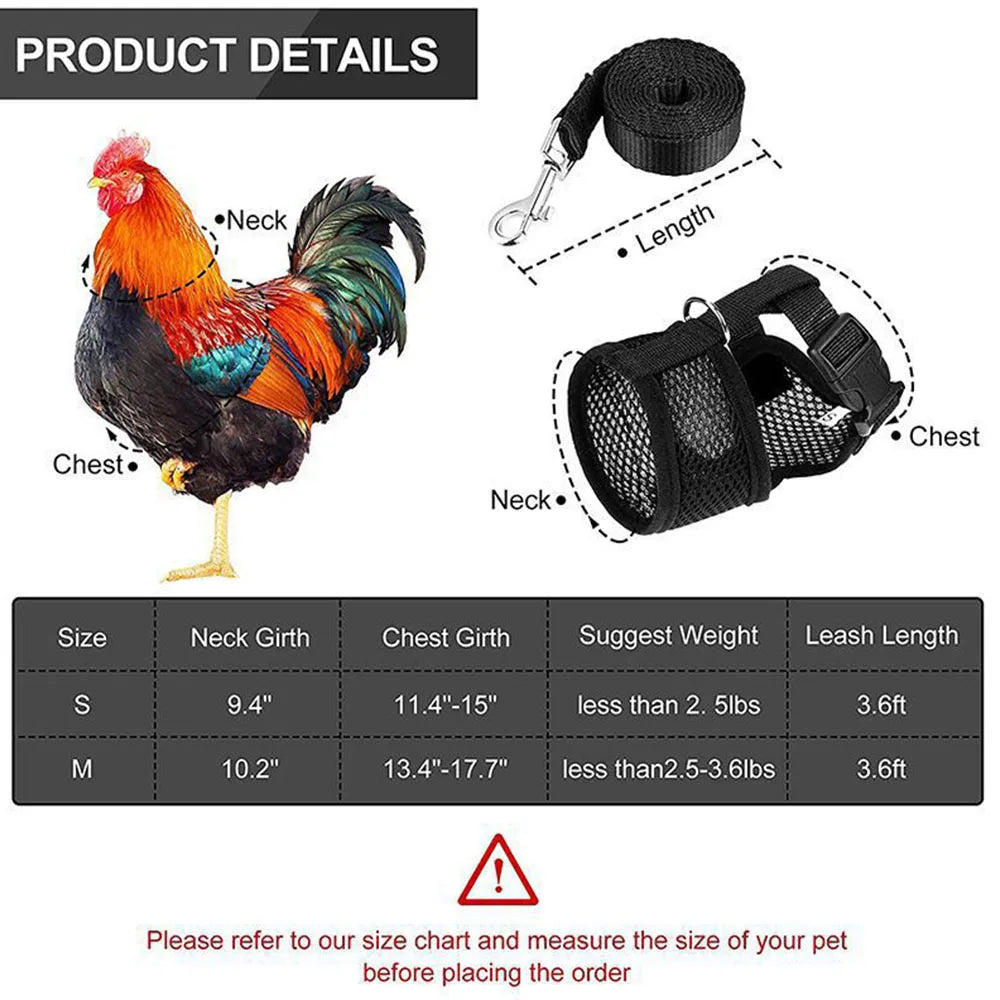 Adjustable Chicken Duck Harness Leash - Comfortable Small Pet Vest for Training and Walking - ZOOMNSTORE