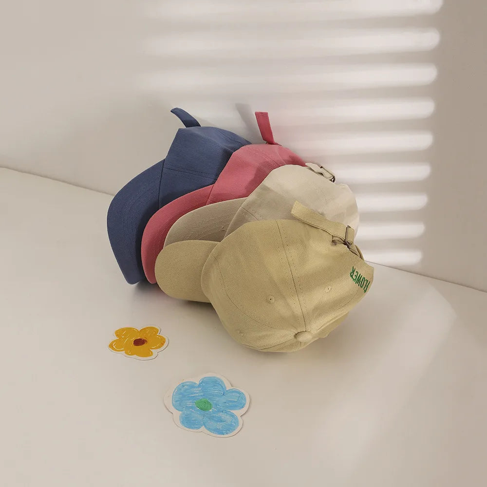 Lovely Flower Children Baseball Cap Solid Color Kids Duck Tongue Hat 3-5 Years Boy Girl Baby Outdoor Sun Visor Cotton Peaked Hat - ZOOMNSTORE