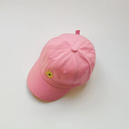 Lovely Flower Children Baseball Cap Solid Color Kids Duck Tongue Hat 3-5 Years Boy Girl Baby Outdoor Sun Visor Cotton Peaked Hat - ZOOMNSTORE